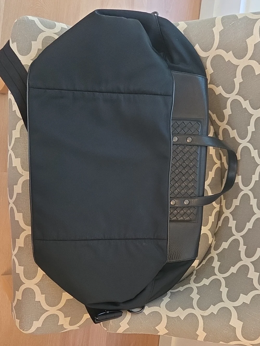 Black Men's Bottega Venetta Travel Weekender Bag